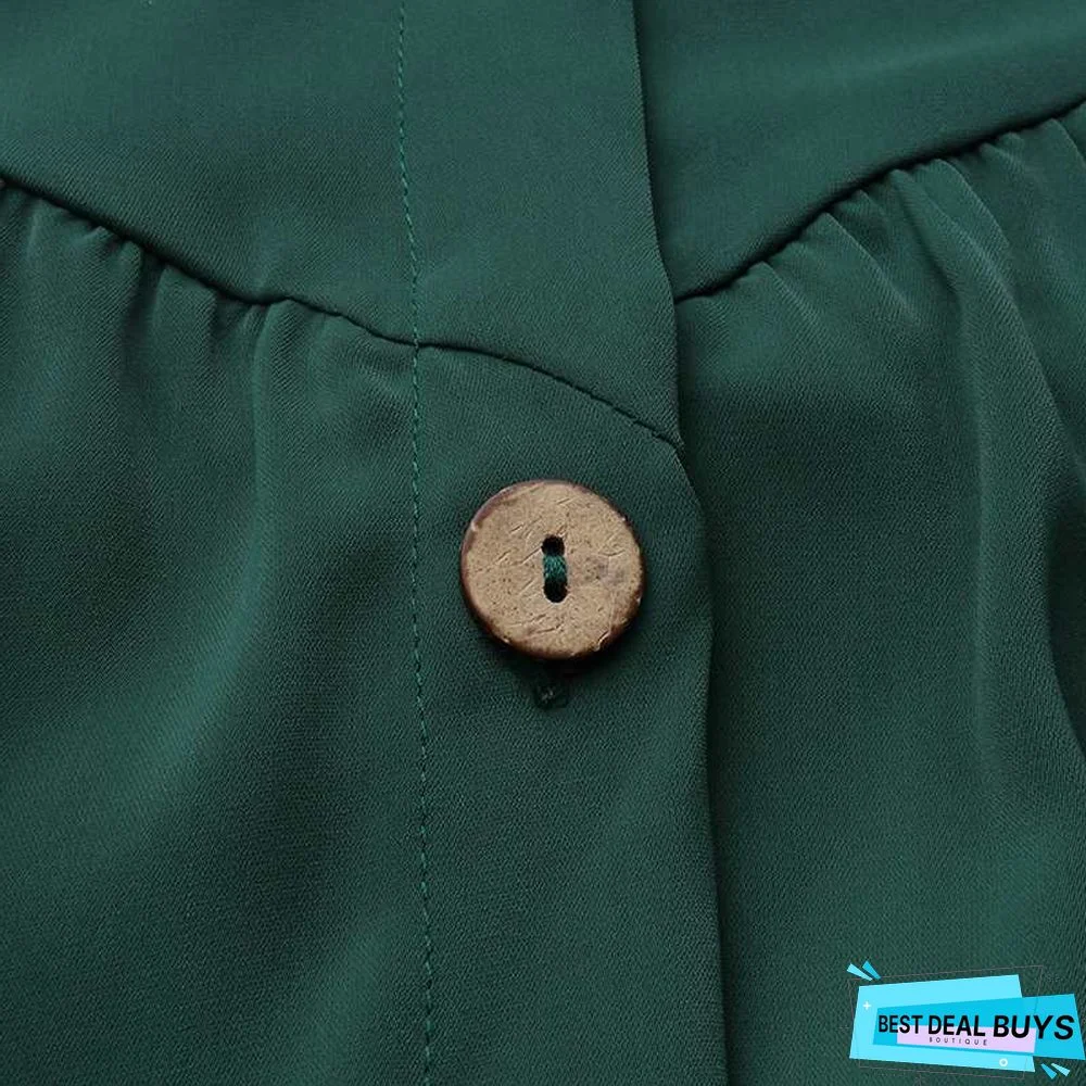 Autumn Casual Women's Cardigan Long Sleeve Stand Collar Large Swing Dress