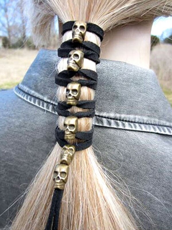 Skull hair accessories velvet rope DIY accessories hair bundle ponytail punk headdress