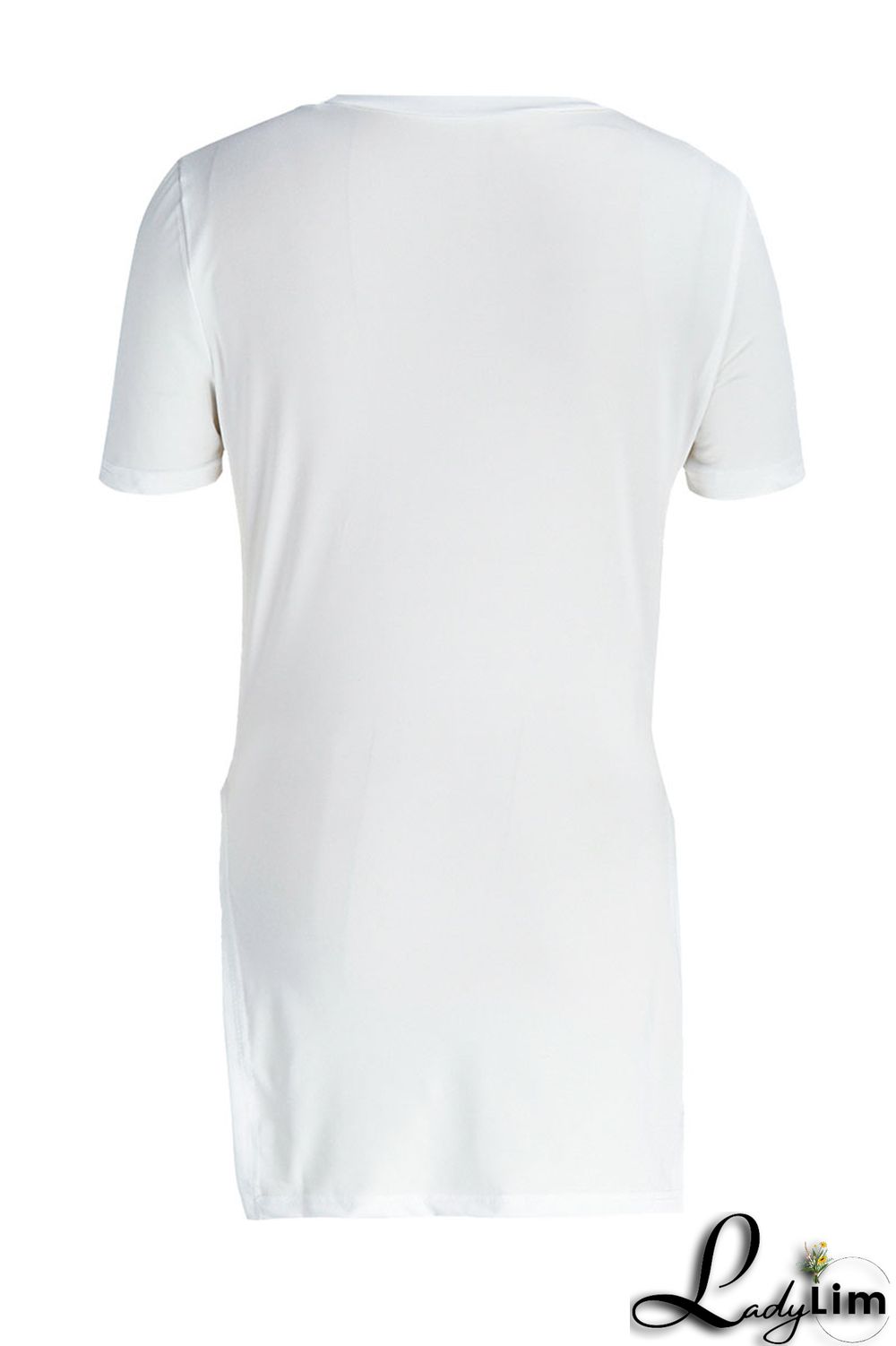 Red Fashion Casual Solid Slit O Neck T-Shirts