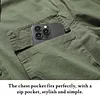 New Men's Solid Color Work Shirt, Everyday Casual Shirt with Pockets
