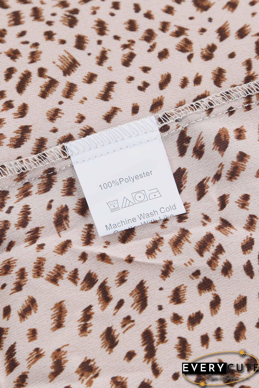 Apricot Animal Print Shirred Cuff Lantern Sleeve Cardigan