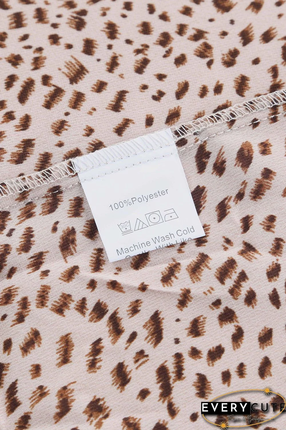 Apricot Animal Print Shirred Cuff Lantern Sleeve Cardigan