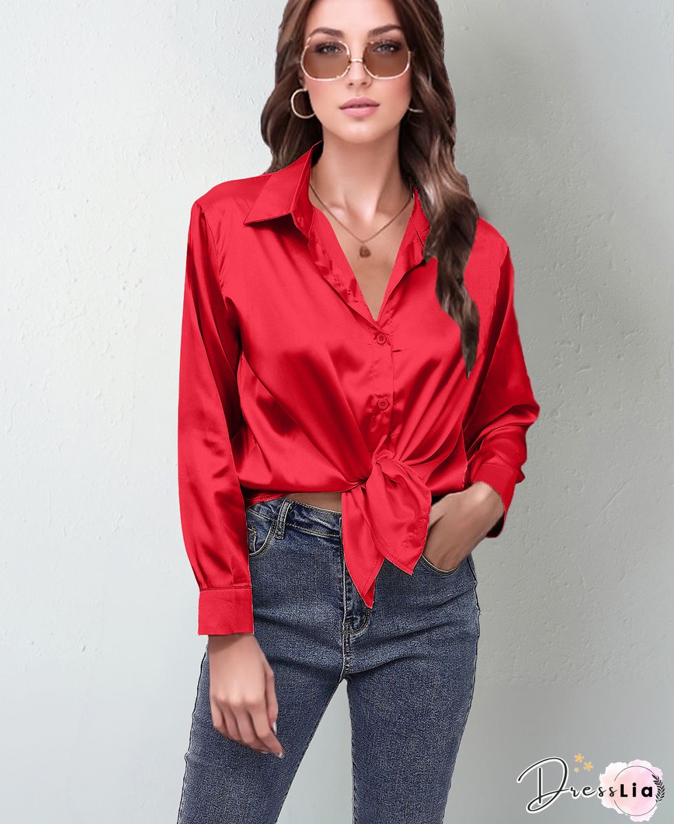 fashion women blouses shirts OL chiffon blouse long-sleeved womens tops and blouses solid female clothes 1016 40