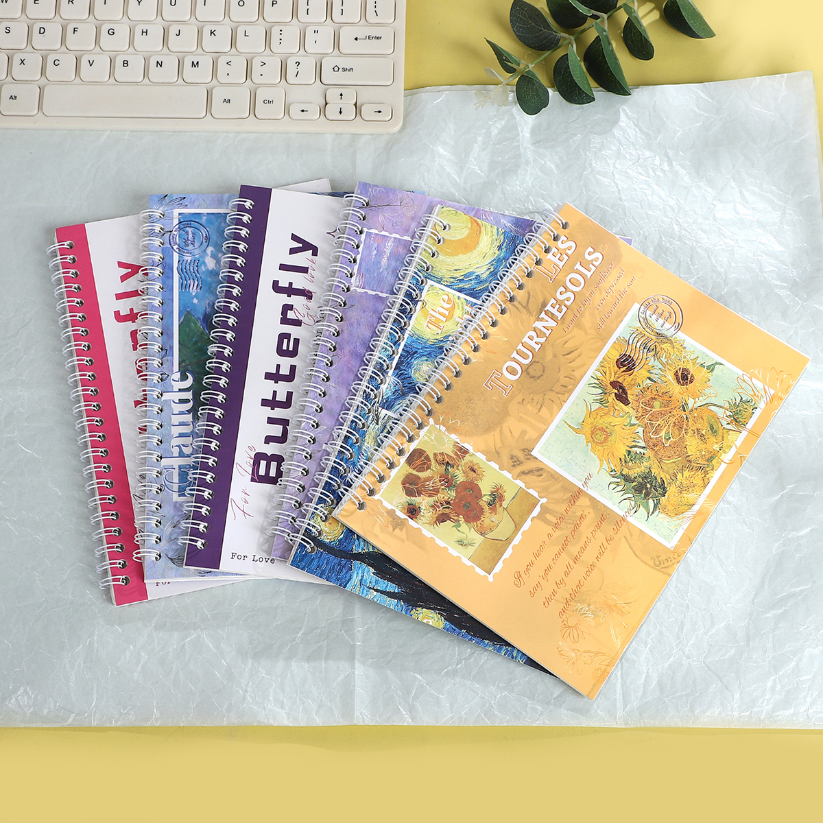 저널세이 A5 빈티지 페인팅 나비 양면 두꺼운 이형지 노트북