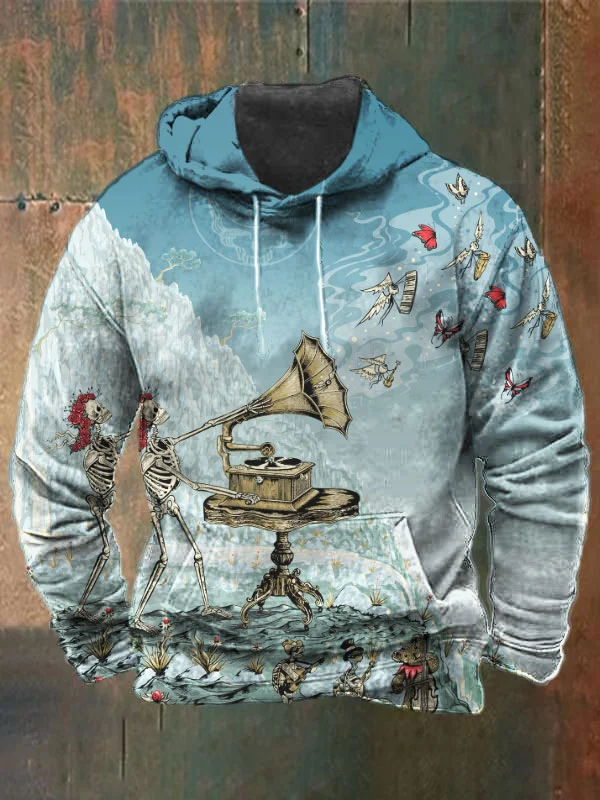 Unisex Skull Bear Print Heavyweight Hoodies