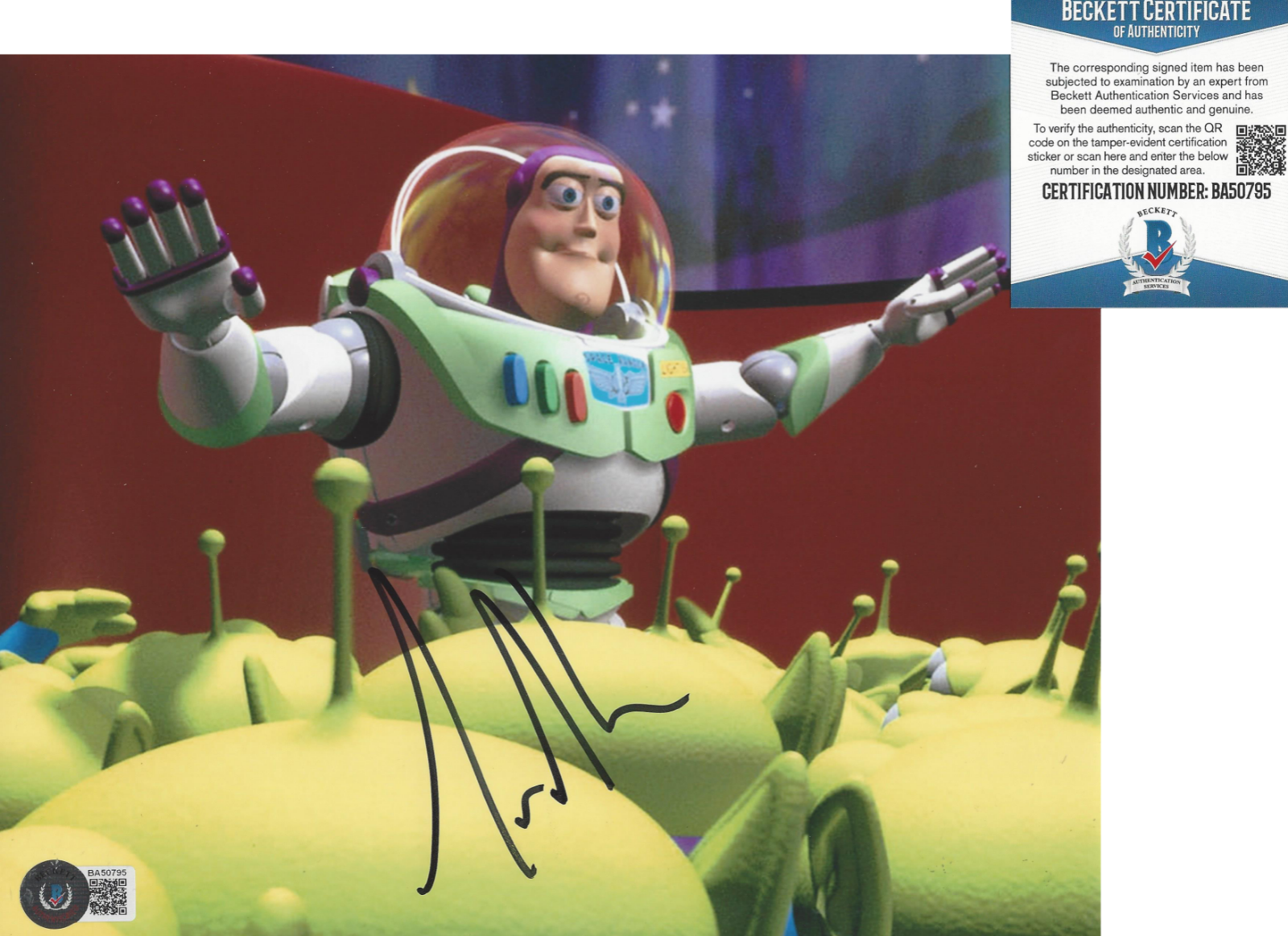 TIM ALLEN SIGNED 'TOY STORY' BUZZ LIGHTYEAR 8x10 MOVIE Photo Poster painting BECKETT BAS COA