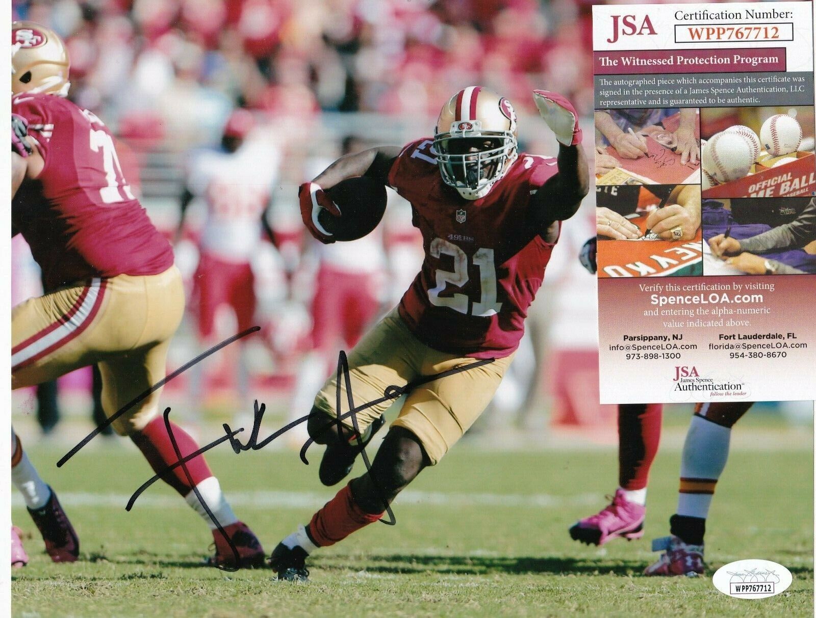 FRANK GORE SAN FRANCISCO 49ERS JSA AUTHENTICATED ACTION SIGNED 8X10