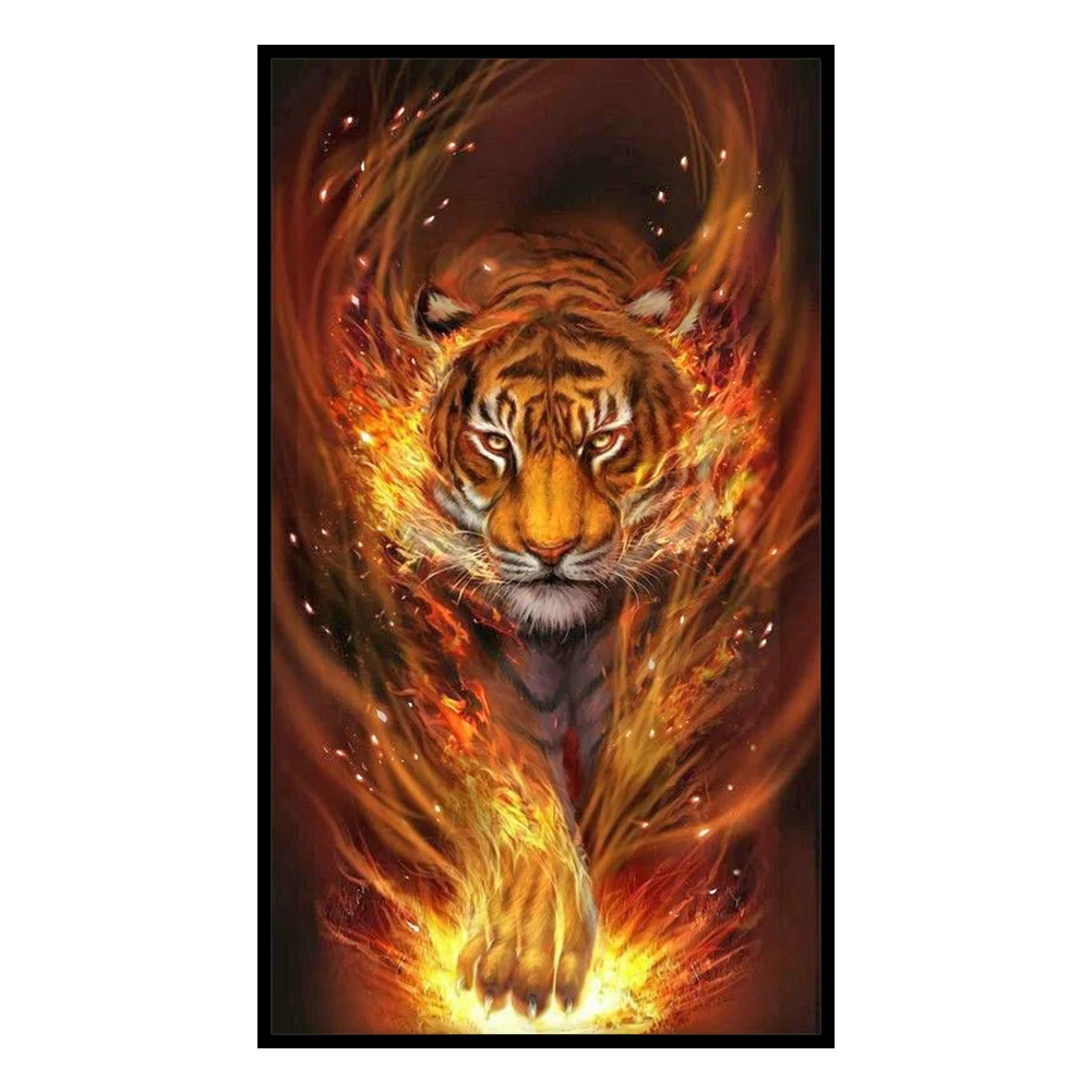 14CT Full Stamped Cross Stitch - Tiger(Canvas|40*75CM)