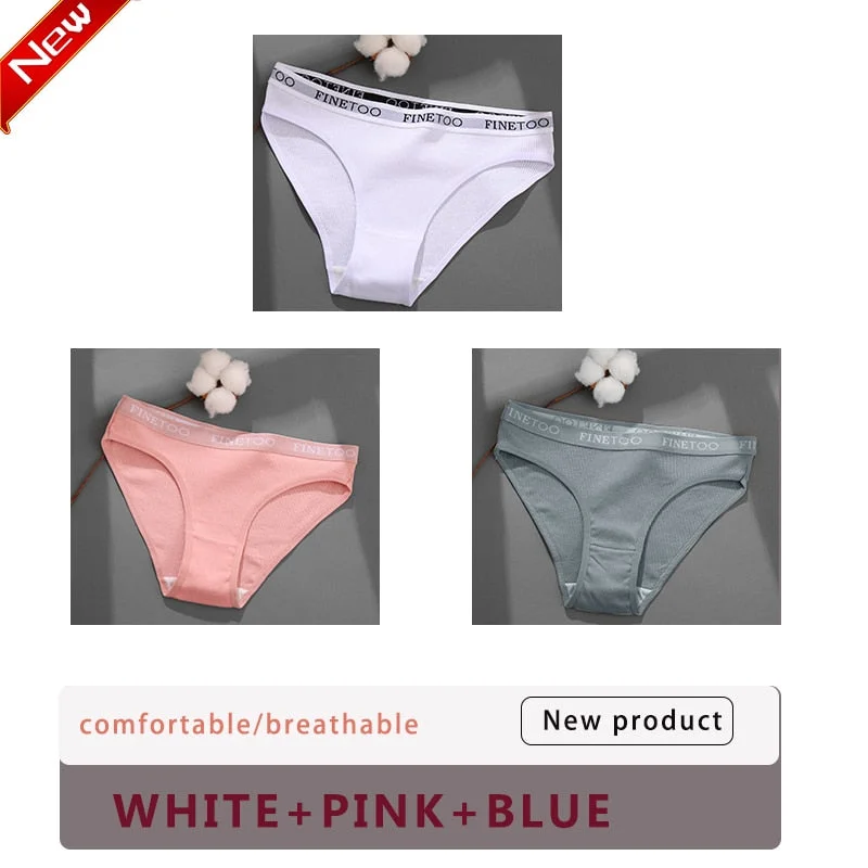 3PCS/Set Cotton Underwear For Woman Sexy Letter Panties Underpants Female M-XL Briefs Intimates Lingerie 6 Solid Color Pantys