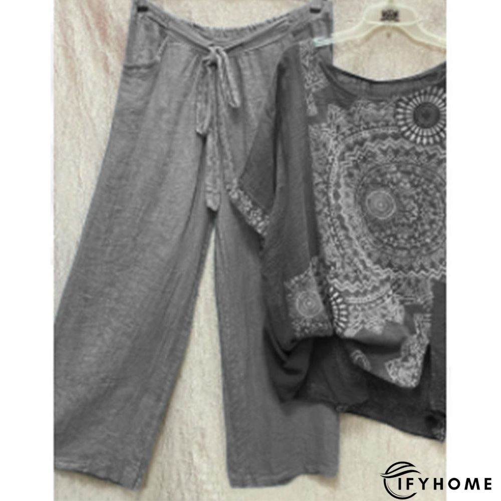 Printed Round Neck Short Sleeve T-shirt | IFYHOME