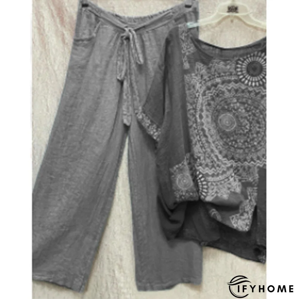 Printed Round Neck Short Sleeve T-shirt | IFYHOME