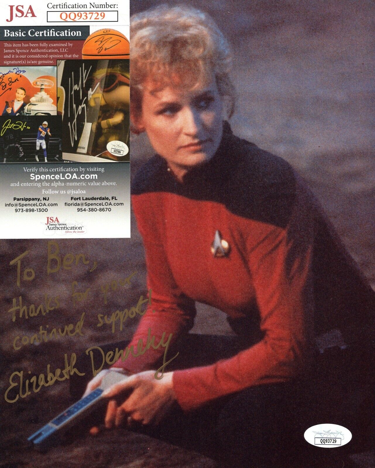 Elizabeth Dennehy Star Trek Next Generation Hand Signed Autograph 8x10 Photo Poster painting