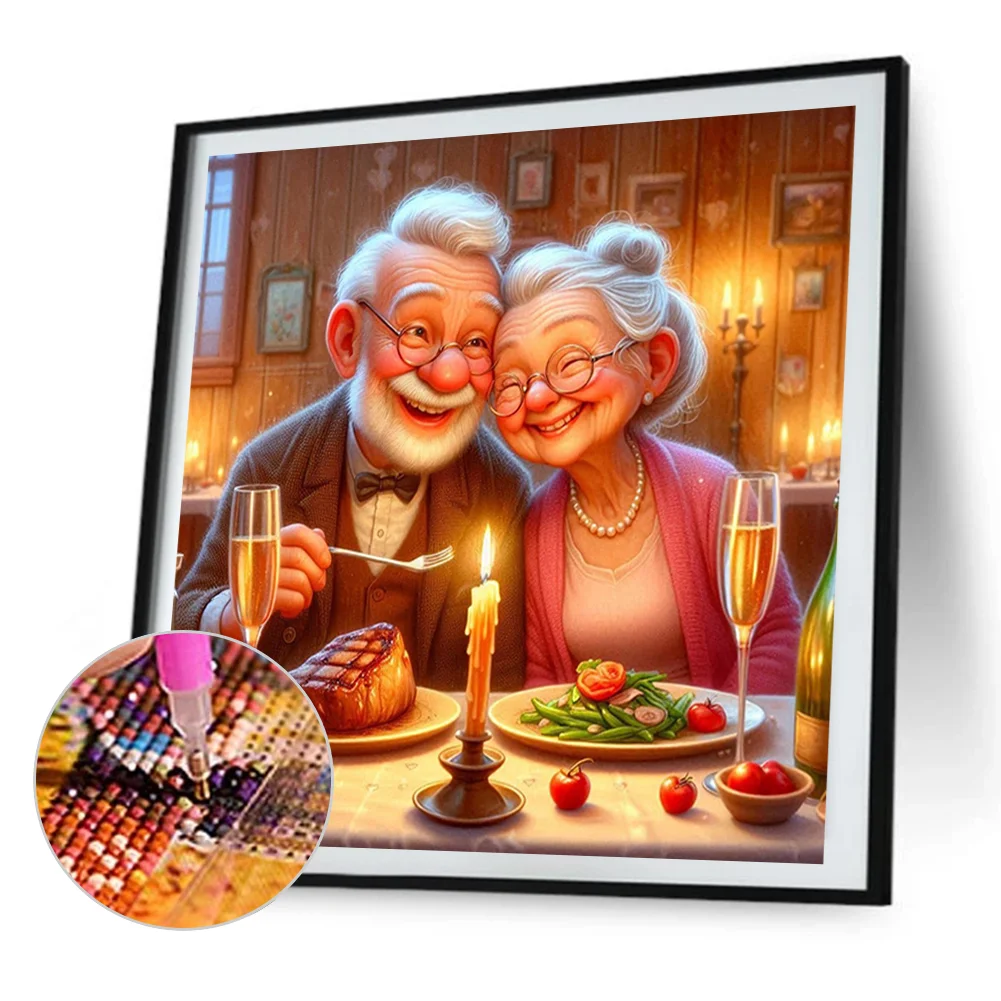 Partial AB Diamond Painting - Full Round Drill - Old People(Canvas|45*45cm)