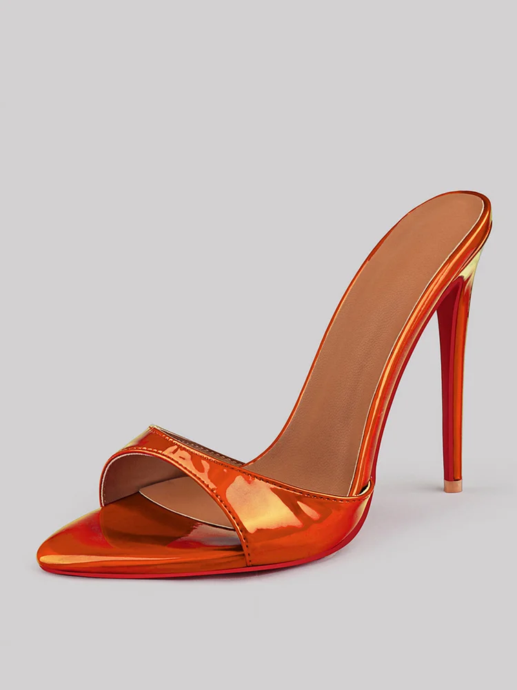 120mm Women's Open Toe Sandals Stiletto Red Bottom High Heels Vegan Mules Colorful