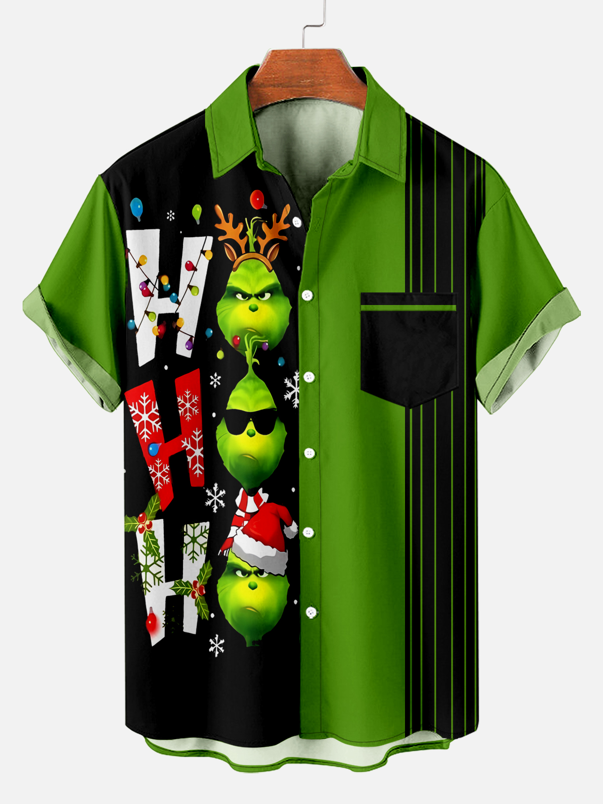 Men's Classic Christmas Short Sleeve Shirt PLUSCLOTHESMAN