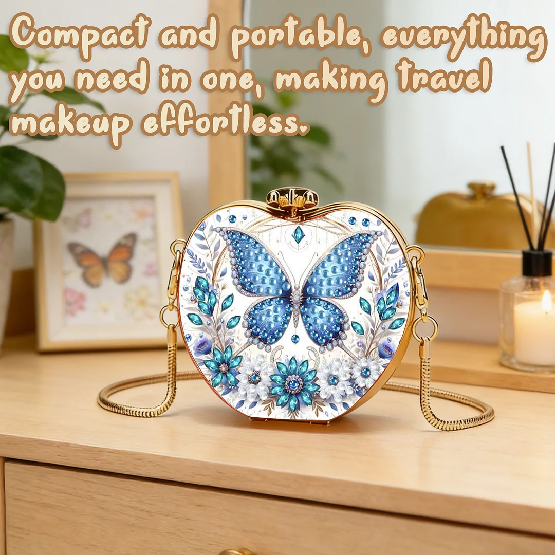 Butterfly C DIY Acrylic Love Diamond Art Painting Card Case Wallet with Chain Small Diamond Painting Crossbody Bag for Adults Women Girls Gift