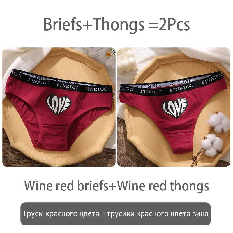 FINETOO Fashion Printing Panties Love Heart Cotton Underwear Women M-2XL Female Underpants Plus Size Girls Briefs Lingerie 2021