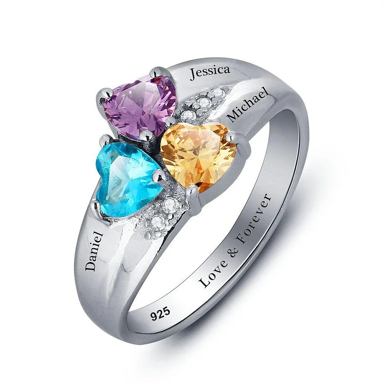 Mother Ring Family Ring Personalized with 3 Birthstones Great Mother's  Gift