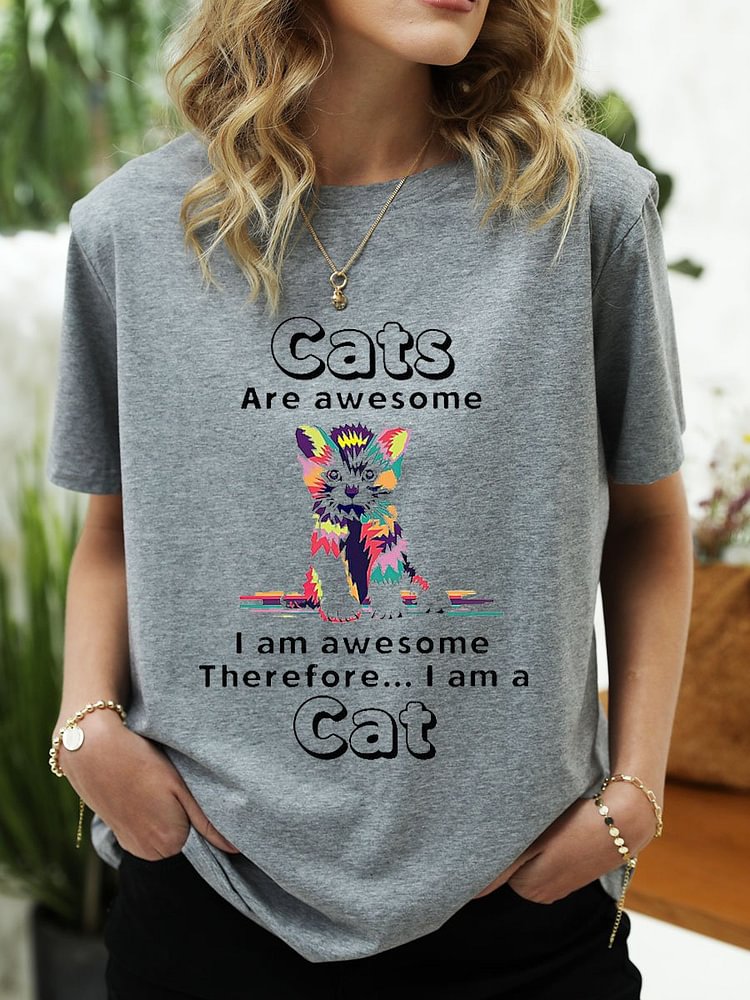 Bestdealfriday Cats Are Awesome I Am Awesome Therefore I Am A Cat Graphic Tee