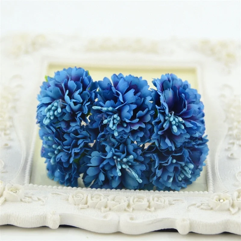 6pcs/lot Mini Artificial Silk Rose Flower Bouquet For Wedding Home Decoration DIY Handmade Crafts Accessories Fake Flowers