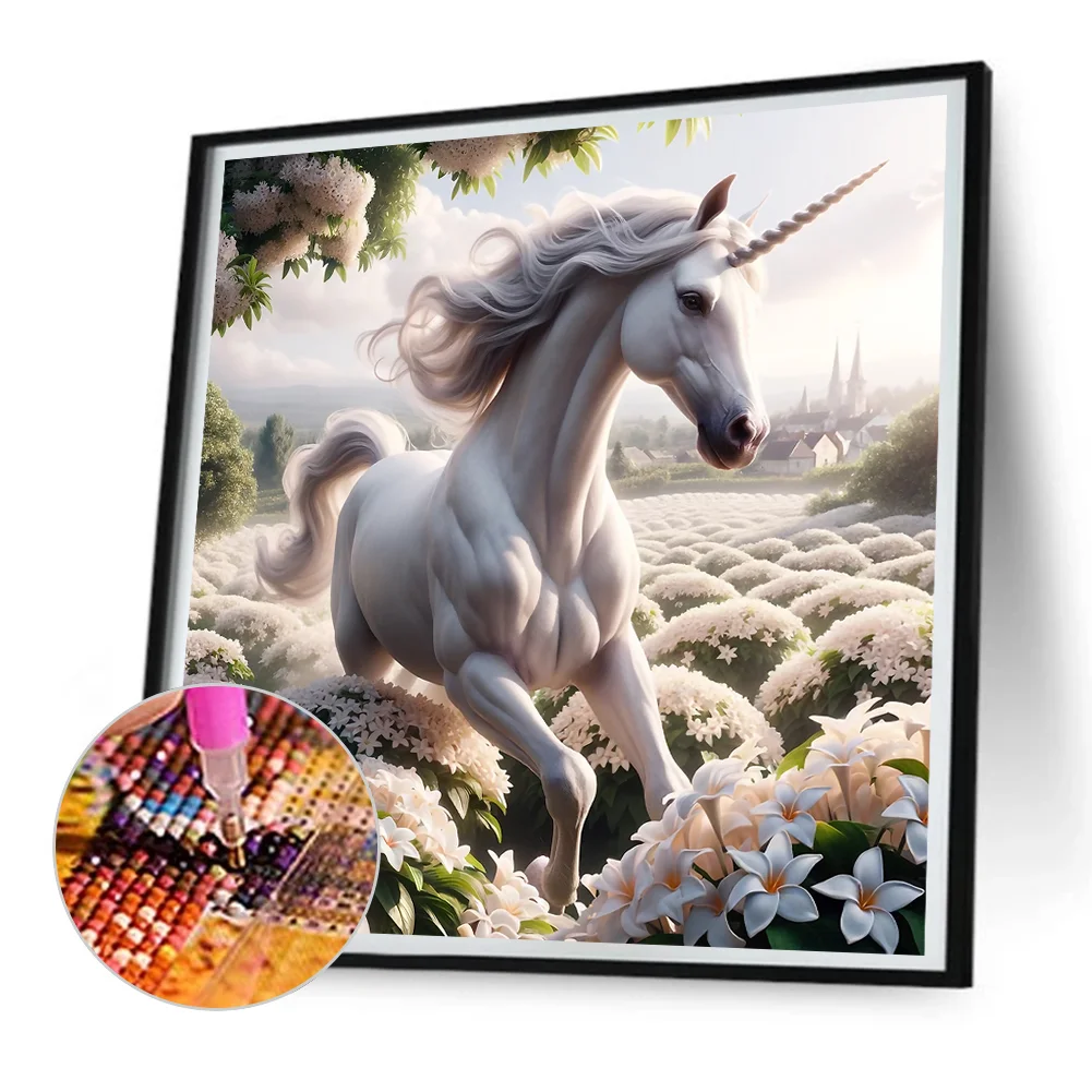 Full Round Diamond Painting 30*30cm - Garden Unicorn