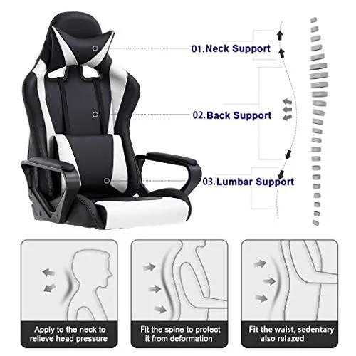 Suitable for women and men with low back painHigh back with lumbar supportComputer office chair