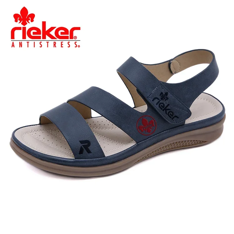 LEKKIE SKÓRZANE SANDAŁY NA KOTURNIE W STYLU RETRO RIEKER® 2024
