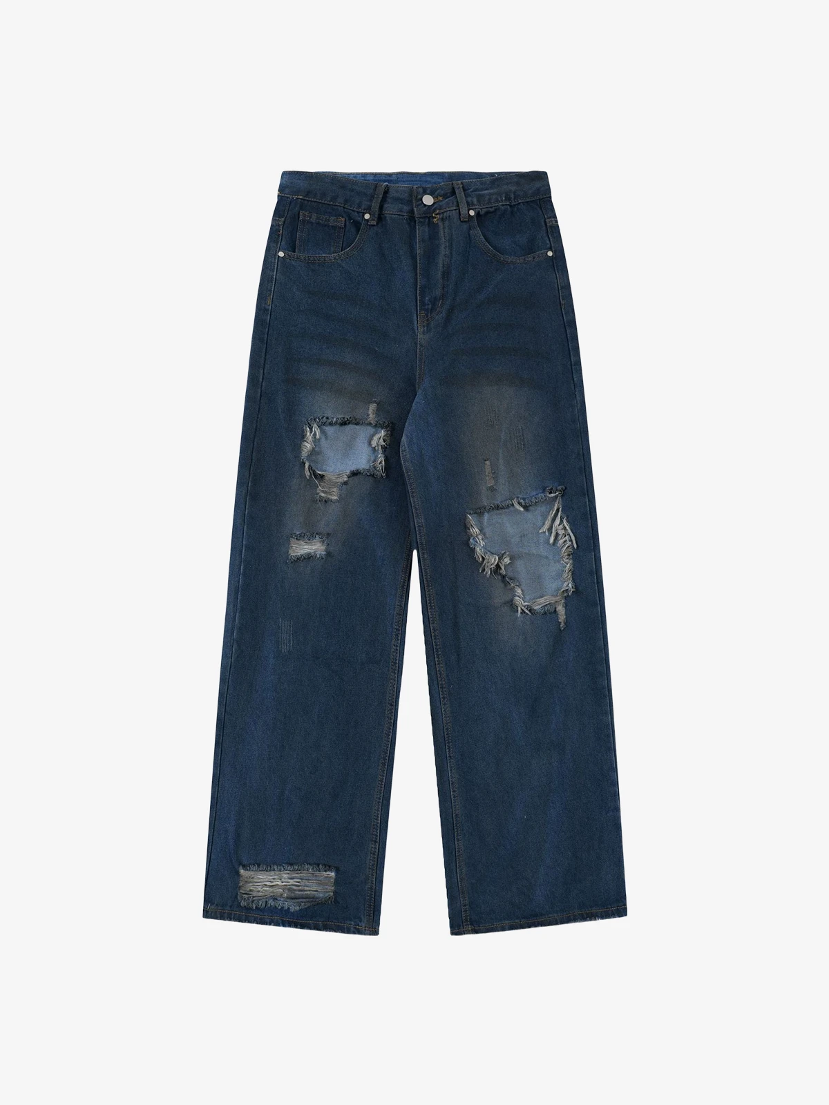 Blue Actchic Vintage Wash Distressed Jeans Front