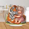 DIY Tiger and Girl Acrylic Diamond Painting Tabletop Ornaments