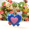 (US Only)Heart DIY Beads Needlework Keychain Craft Mosaic Beads Embroidery Keyrings Art
