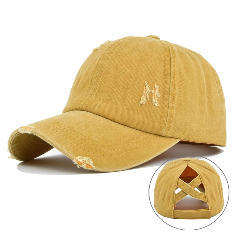 Horsetail Hole Baseball Cap Braids Do Old Baseball Cap Girls Hat Sunshade Cap Soft Top Retro Hat