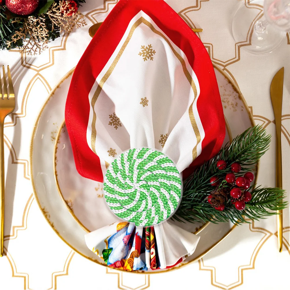 2Pcs Spiral Diamond Painting Napkin Ring Diamond Art Napkin Holder for Table