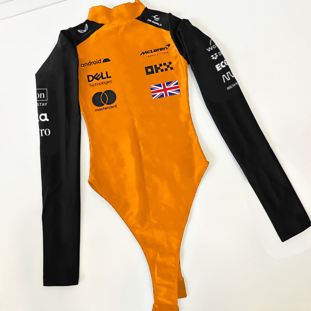 Women's Racing Print Slim Fit Hottie Long Sleeve One-Piece Top / TECHWEAR CLUB / Techwear