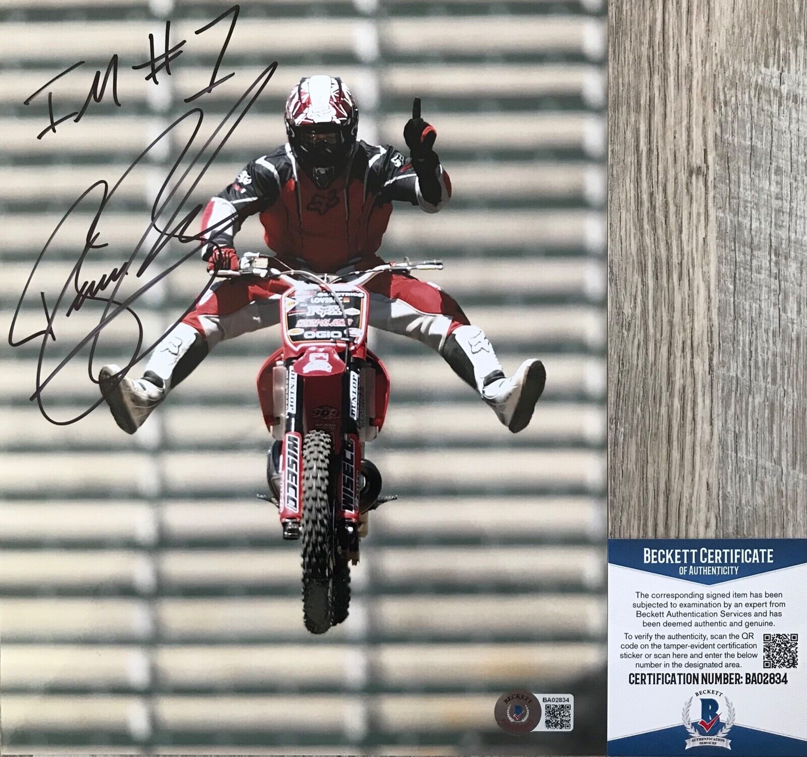 Beau Bamburg X GAMES Autographed Signed FMX Motocross 8x10 Photo Poster painting Beckett BAS