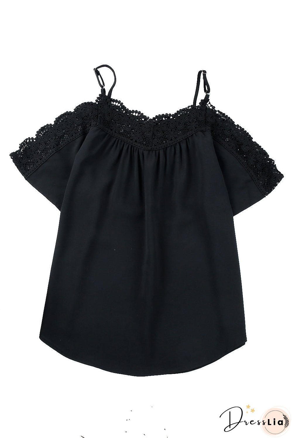 Crochet Neckline Off-shoulder Top