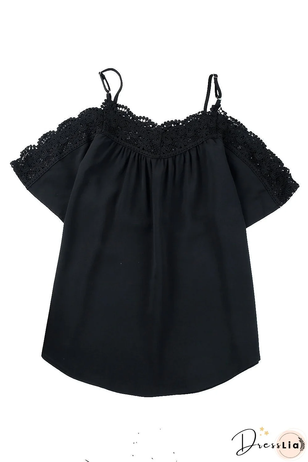 Crochet Neckline Off-shoulder Top