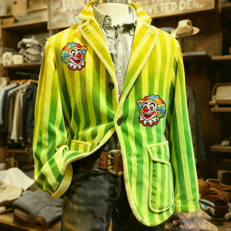 Men's Carnival Clown Clown Gradient Stripe Print Casual Blazer elevenforest