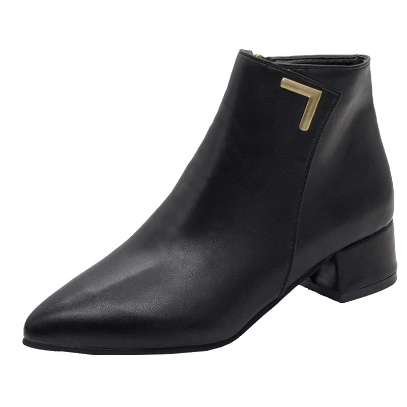 Colourp Colourp Boots Women Fall 2023 New Frosted PU Heel Ankle Boots Color Martin Boots Thick Heel Pointed Women's Boots