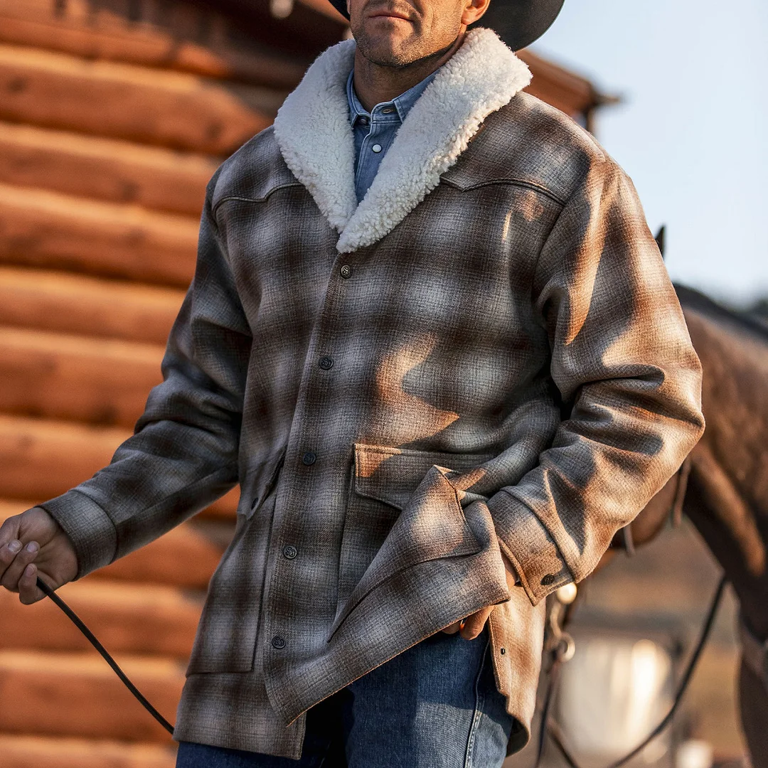 Men's Outdoor Plaid Lapel Button Jacket-inspireuse