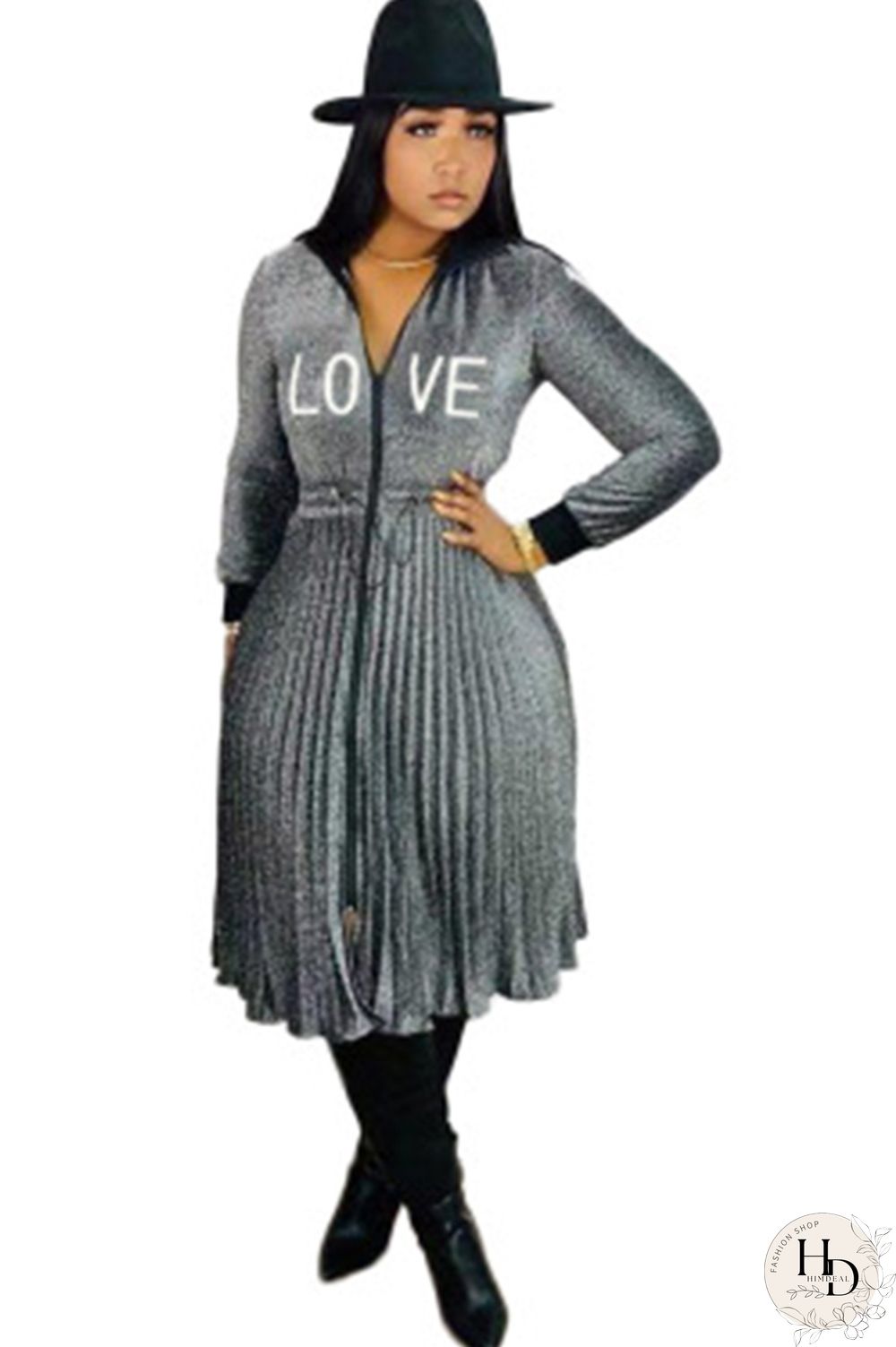 Army Green Sexy Cap Sleeve Long Sleeves Turndown Collar pleated Knee-Length Character Solid Long Sle