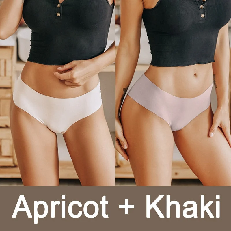 2PCS/Set Seamless Panties Women Sexy Underwear V Desgin Waist Briefs Plus Size Brazillian Pantys Female Lingerie Underpants