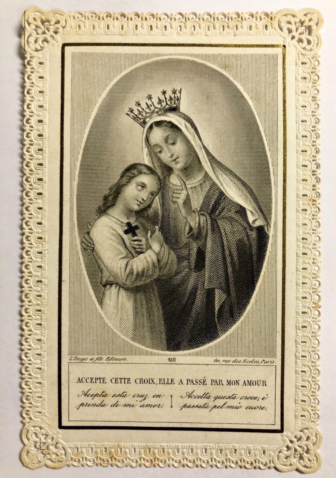 Holy Cross Mary Holy Icon Top Image Devotional Picture France (B-7609