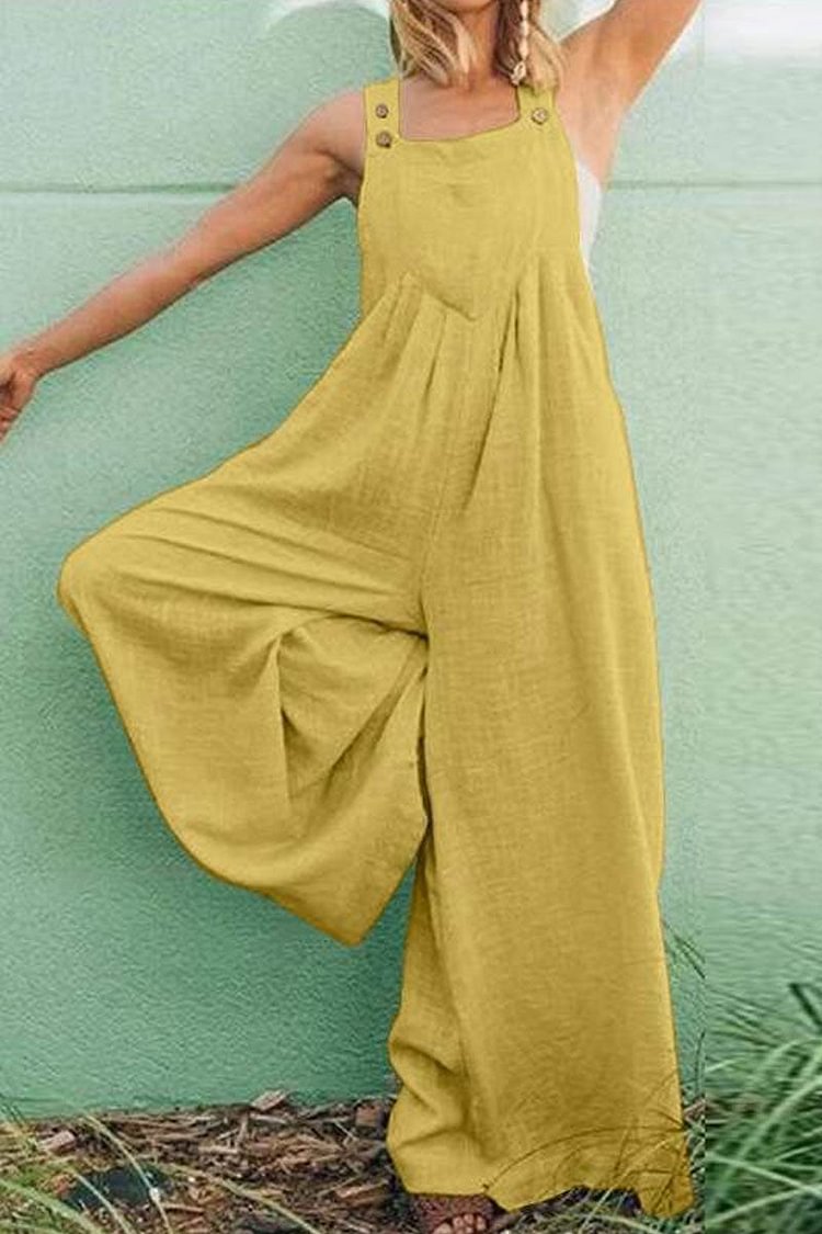 Fashion Casual Solid Patchwork Spaghetti Strap Loose Jumpsuits(4 Colors) - Life is Beautiful for You - SheChoic