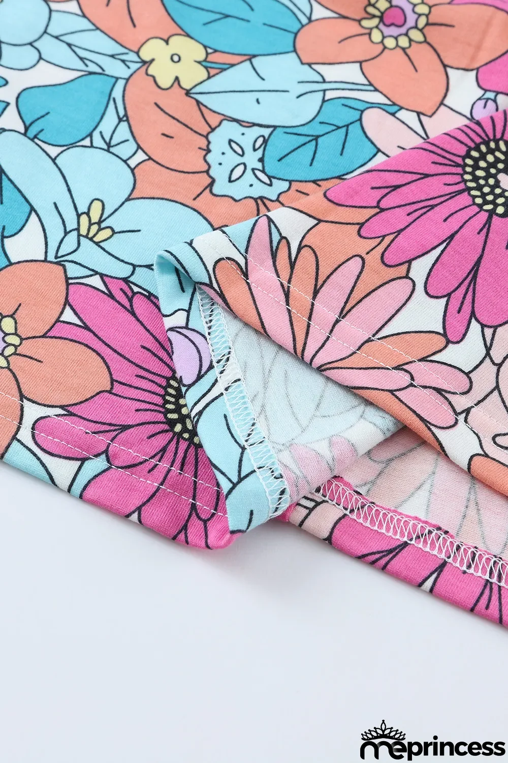 Multicolor Round Neck Sleeveless Floral Mini Dress