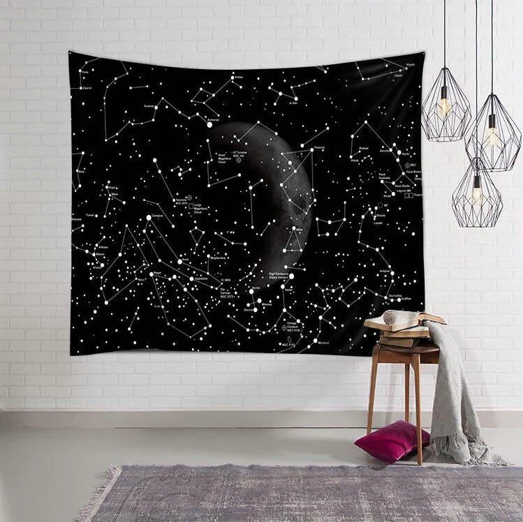 The Moon Tapestry Wall Hanging Galaxy Night Sky Psychedelic Wall Tapestry Mandala Wall Cloth Tapestries Wall Carpet Beach Towel