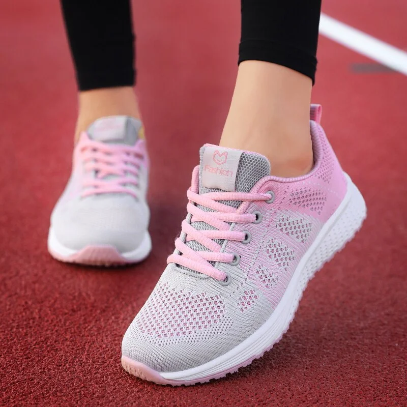 Colourp Women Shoes Flats Fashion Casual Ladies Shoes Woman Lace-Up Mesh Breathable Female Sneakers Zapatillas Mujer Tenis Feminino