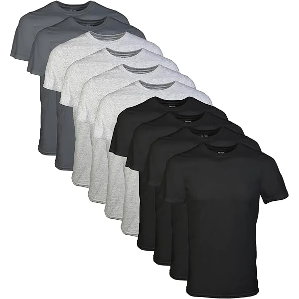 SmerSandals Men's Crew T-Shirts, Multipack, Style G1100 5 Black/Sport Grey/Charcoal (5-pack) XX-Large