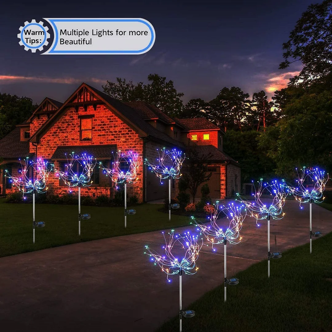 2 Pack Outdoor Solar Garden Decorative Lights- 105 LED DIY Flowers Fireworks Trees Light