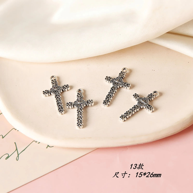 10 PCS/Package 8 * 20mm Alloy Cross Polished Pendant Jewelry Accessories