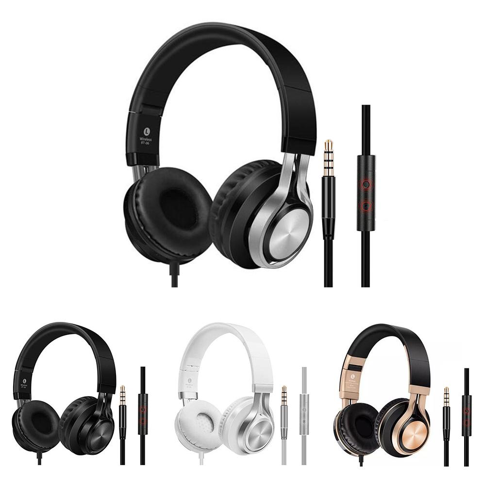 

K2 Portable Wired Headphones Over-Ear Headset Super Bass Earphone with Mic, Gold, 501 Original